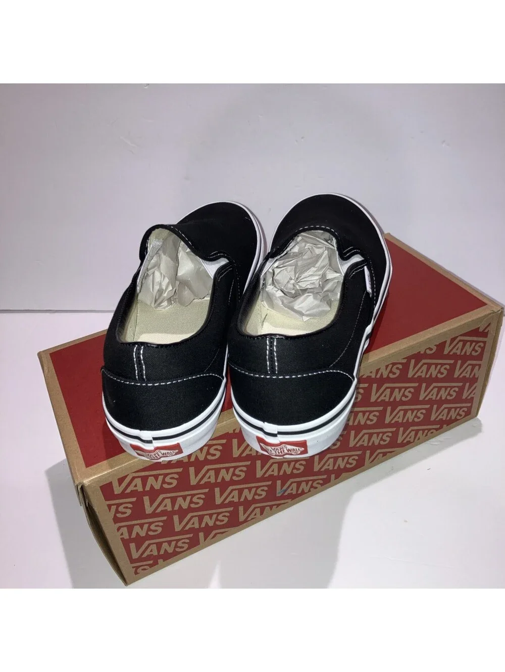 Vans Classic Slip On 'Black White' Canvas Shoes VN000EYEBLK Men's Size 10 NEW